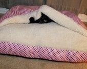 Pink Polka Dot Dog Cat Pet Snuggle Bed