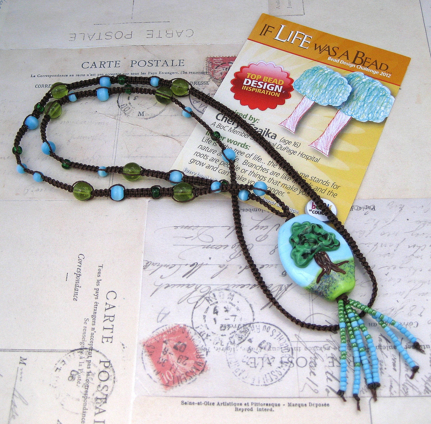 If Life Was a Bead Macrame Necklace Tree of Life Beads of Courage