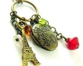 Brass Charm Eiffel Tower French Beaded Necklace