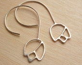 Sterling Silver Floral Silhouette Wire Earrings - Tulip