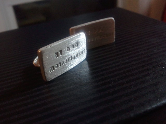 cufflinks - Sterling Silver - Custom Text - Great Groomsmen gift