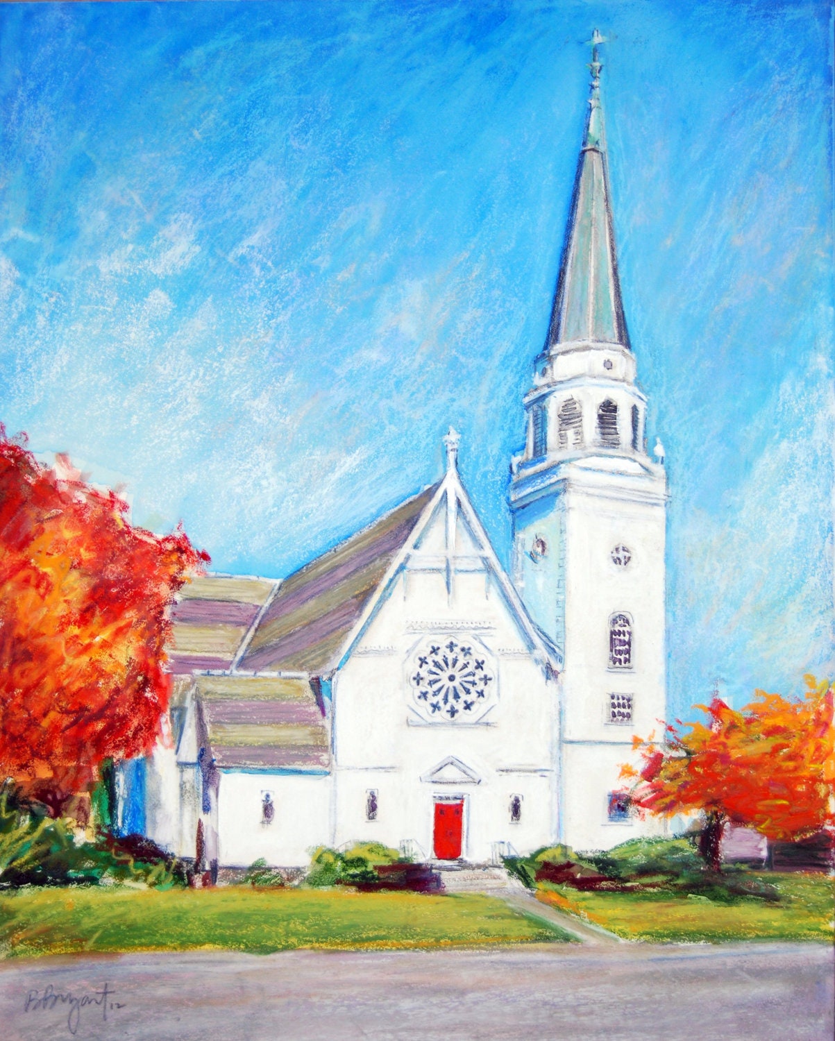 Custom House Portrait,  Original Oil Pastel, 12 x 16, Painting from your Photograph by BethanyBryant