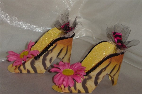 Tiger  Print High Heel Shoes Gift Box Favor Keepsake