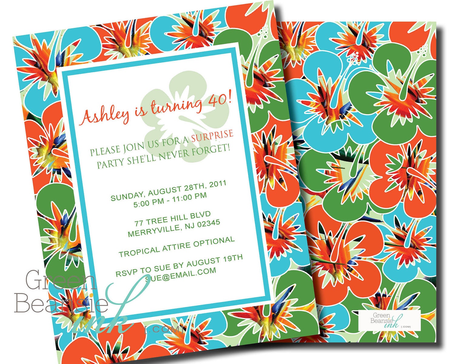 TROPICAL FLORAL Printable Party Invitation Il_170x135