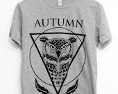 Mens T Shirt - Owl Tshirt Heather Gray (Animal T Shirt)