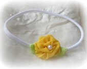 PREEMIE Headband for NICU baby babies tiny petite small Girls Flower Sunny Yellow Sunshine Lemonade