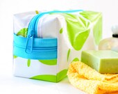 Make Up Bag Toiletry Case Cosmetic Kit Green Apple Oilcloth Medium