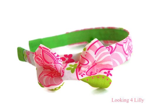 Lilly Pulitzer Fabric Headband with Bow Delta Zeta Lilly Pulitzer Pink Green Headband