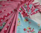 TURQUOISE and PINK Banner Bunting Flag with rose floral fabric Birthday Baby Shower Wedding Party or Celebration Photo prop Ready to ship Il_170x135