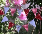 Cake Bunting RED and BLUE  Pretty Fabric Cake Topper for Weddings Birthday Party and Baby Showers Custom made to order