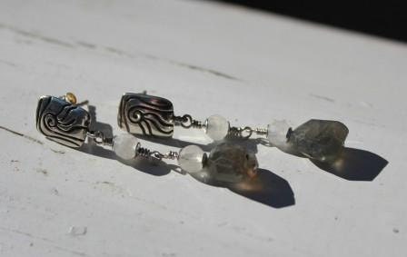 Stunning Moonstone and Labradorite earrings on Sterling Posts "Protection"