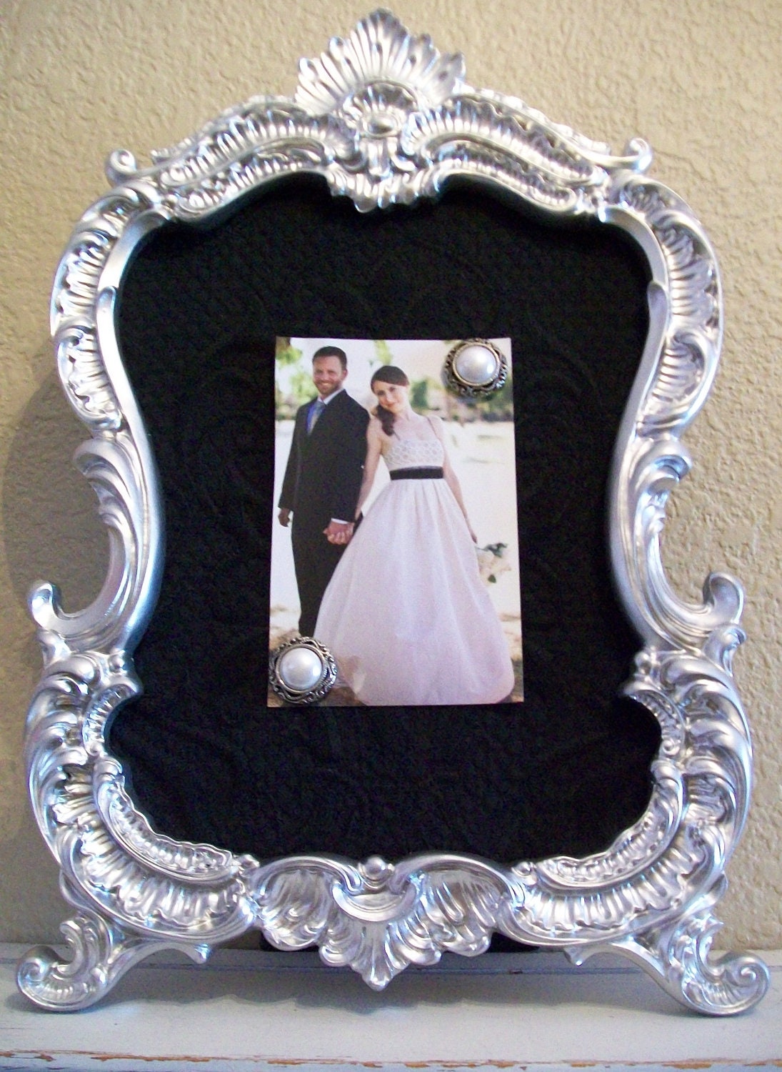 UNIQUE WEDDING GIFT-Wedding Ideas-8x10 Baroque Ornate Vintage Picture Photo Frame-Silver and Black-AnY Color-Memo Board-Vanity Mirror