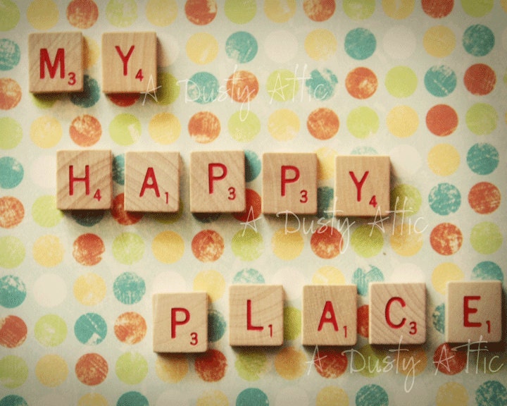 My Happy Place 8x10 Print Wall Decor Art Scrabble