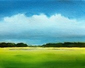 Coastal landscape painting "Yellow Green Marsh II" 5x7 deep wrapped canvas