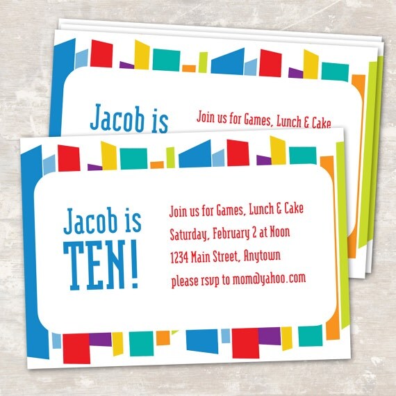 PRINT & SHIP Mod Stripe Birthday Party Invitations (set of 12) Il_570xn