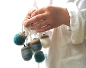 Giant Felted Acorns Ornaments SET of 6 - Teal Gray White Christmas Tree Ornaments - Fall Winter Eco Friendly Rustic Home Decor