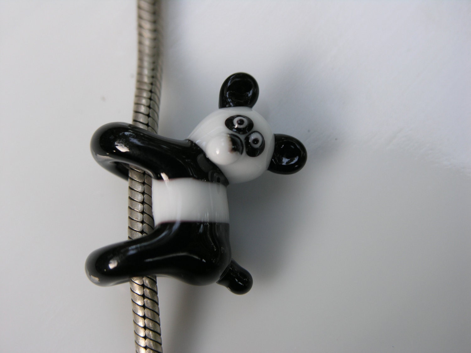 Panda Bear Bead for charm bead bracelet or dreadlock Bead 5 mm hole, MADE TO ORDER