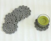 Doily crochet Gray Flowers Coasters Crochet set of 4