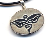 Buddha Eyes Necklace, Nepal Buddha Eye Pendant, Sterling Silver Tibet Necklace, Om Mane Pad Me Hum Necklace by AnnaArt72