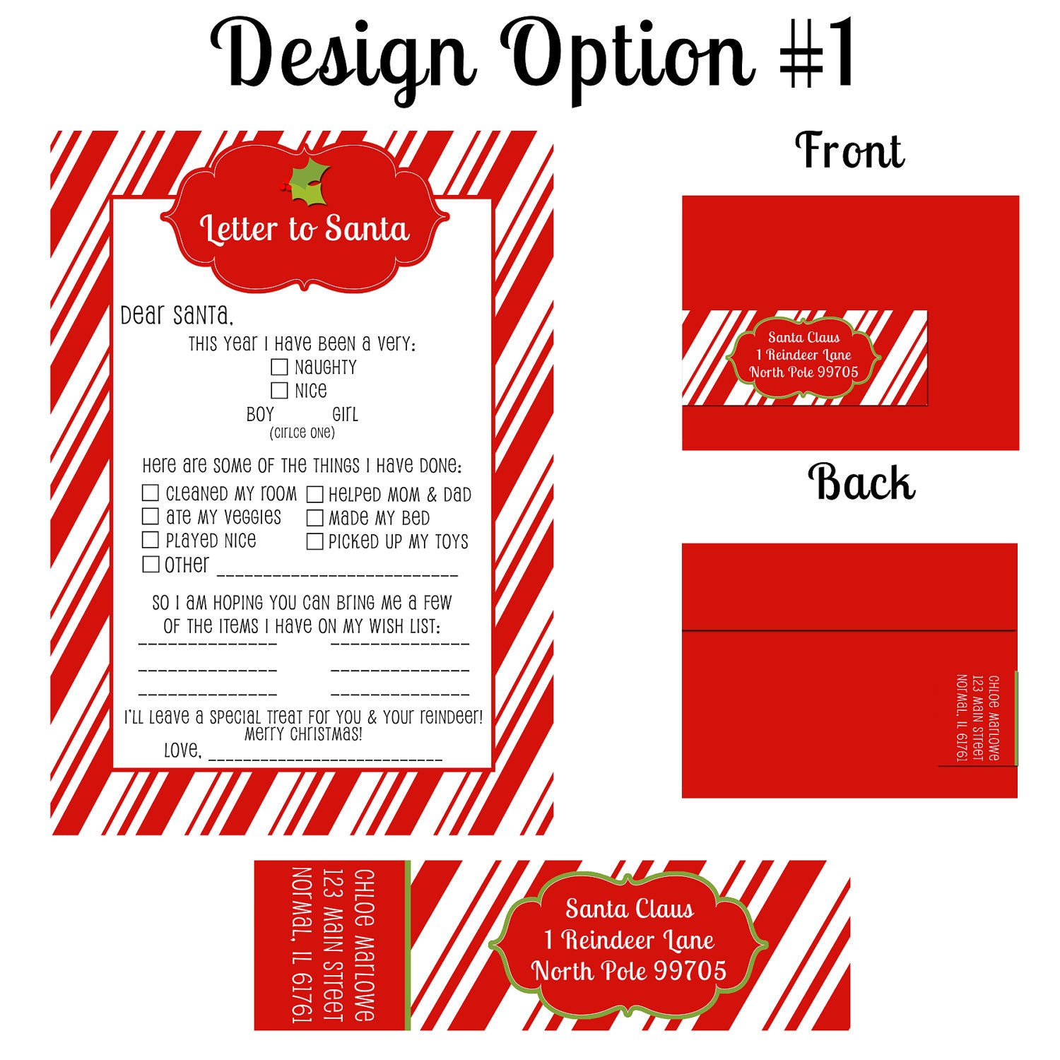 Official Letter to Santa Kit 4 designs to choose from, DIY You Print Il_570xn