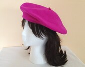 Vintage Pink Wool Beret. Magenta. Hat. Accessory. Wool Hat. Cute Hat. French Flair. 1990s.