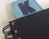 Custom Color and Personalized Leather Bookmark Monogrammed with Letter Initial - choose your colors and letter, made to order
