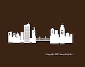 Skyline Decal - City Scape Wall Decal - Silhouette