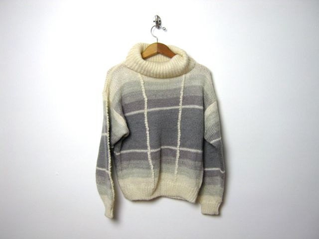 vintage cream and gray ombre sweater // large cowl neck