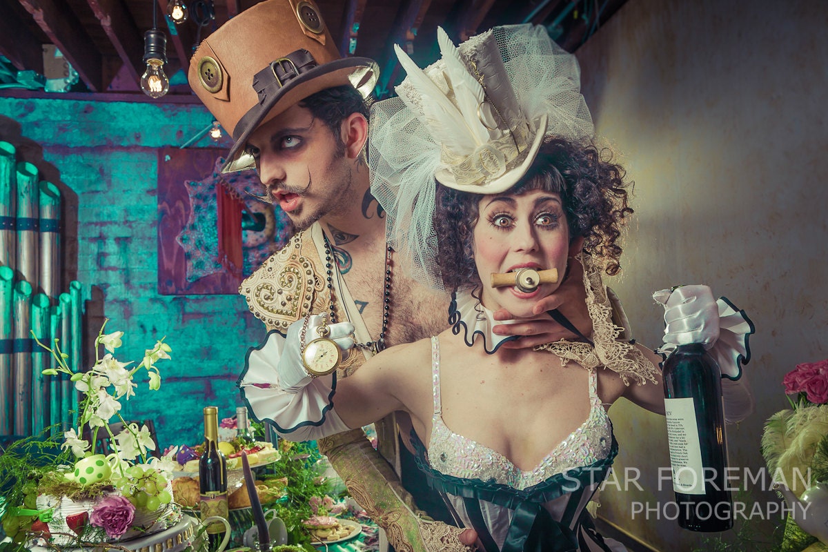 Alice in Wonderland inspired The Mad Hatter's Steampunk Tea Party 3 (fashion photography, digital metallic color print photography)