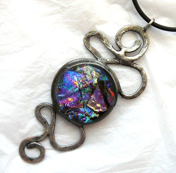 Dichroic Glass Wired Pendant & Necklace