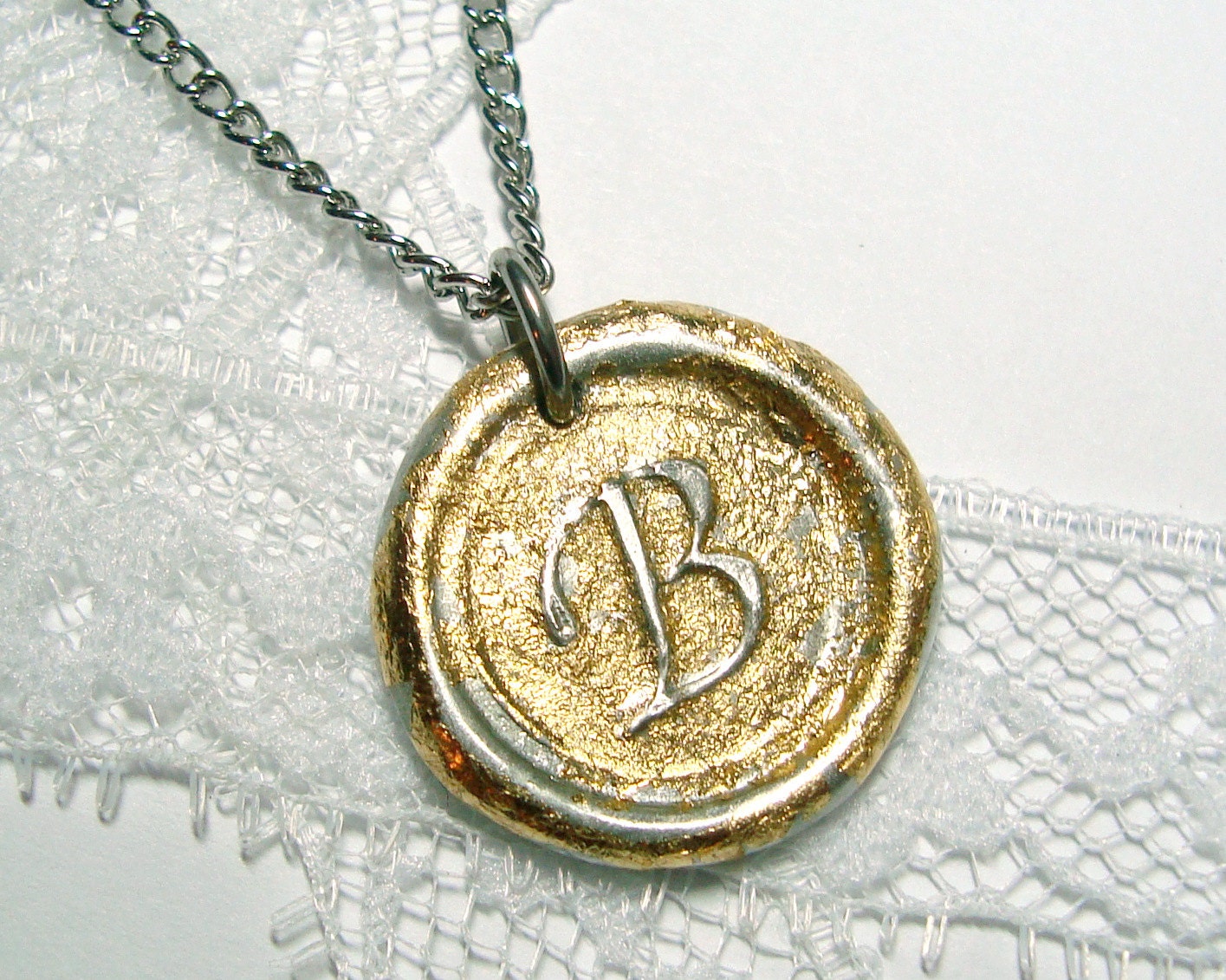 MINI monogrammed wax seal necklace, Letter of your choice