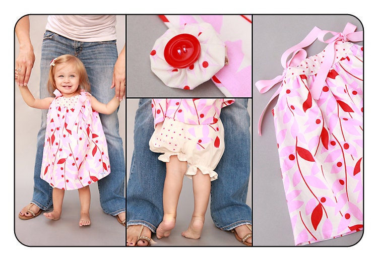 Baby Girl Pillowcase Dress Bloomer and Hair Clip Set Nicey Jane Fabric
