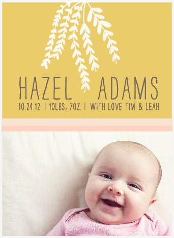 Hanging Vine Printable Custom Birth Announcement