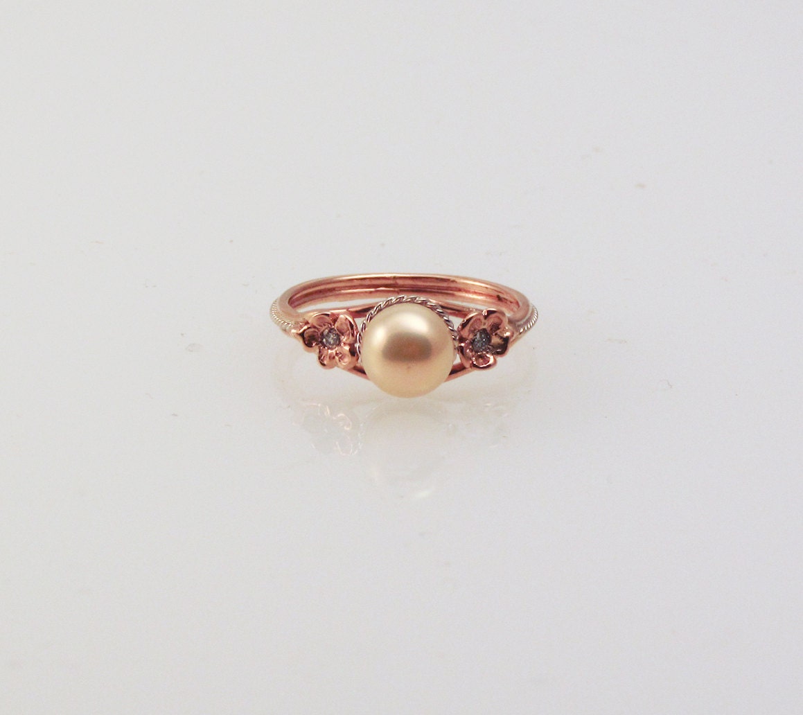 Pink Pearl Ring - in 14K rose gold