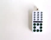 Domino Pendant. Green. Grey. Repurposed by Calico City