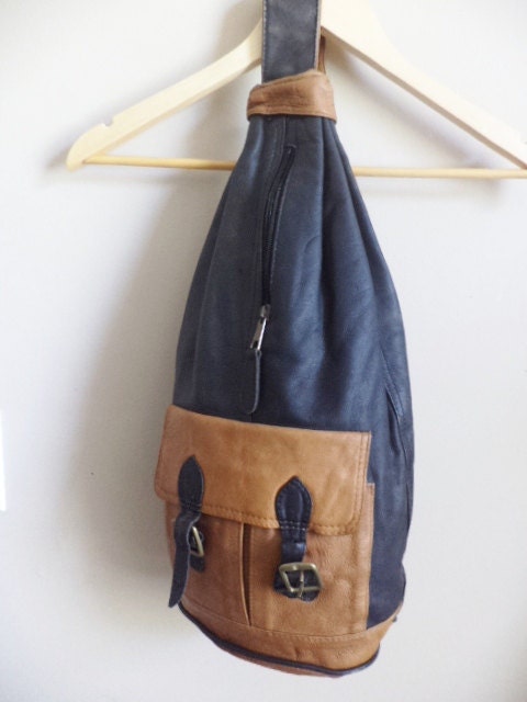 happy cyber monday sale vintage leather brown and black   distressed bookbag or satchel  shoulder handbag