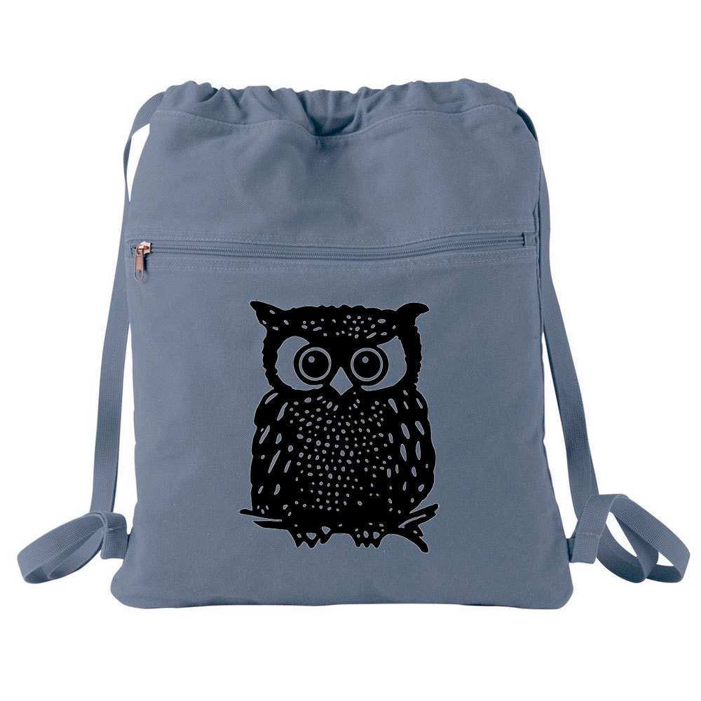 Owl Canvas Cinch Sack Tote Bag-Drawstring Backpack, Laptop Bag