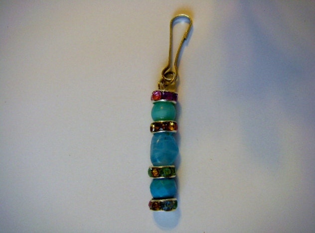 Turquoise Key Chain Cell Phone Charm Zipper Pull