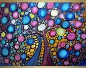 JEWELS of my HEART Nursery Boy Girl Twin Room Original Painting Whimsical Trees Landscape Colorful Circles  by Luiza Vizoli