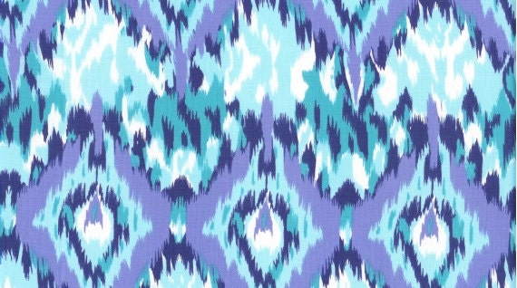 ikat fabric in teal by dear stells in half yards