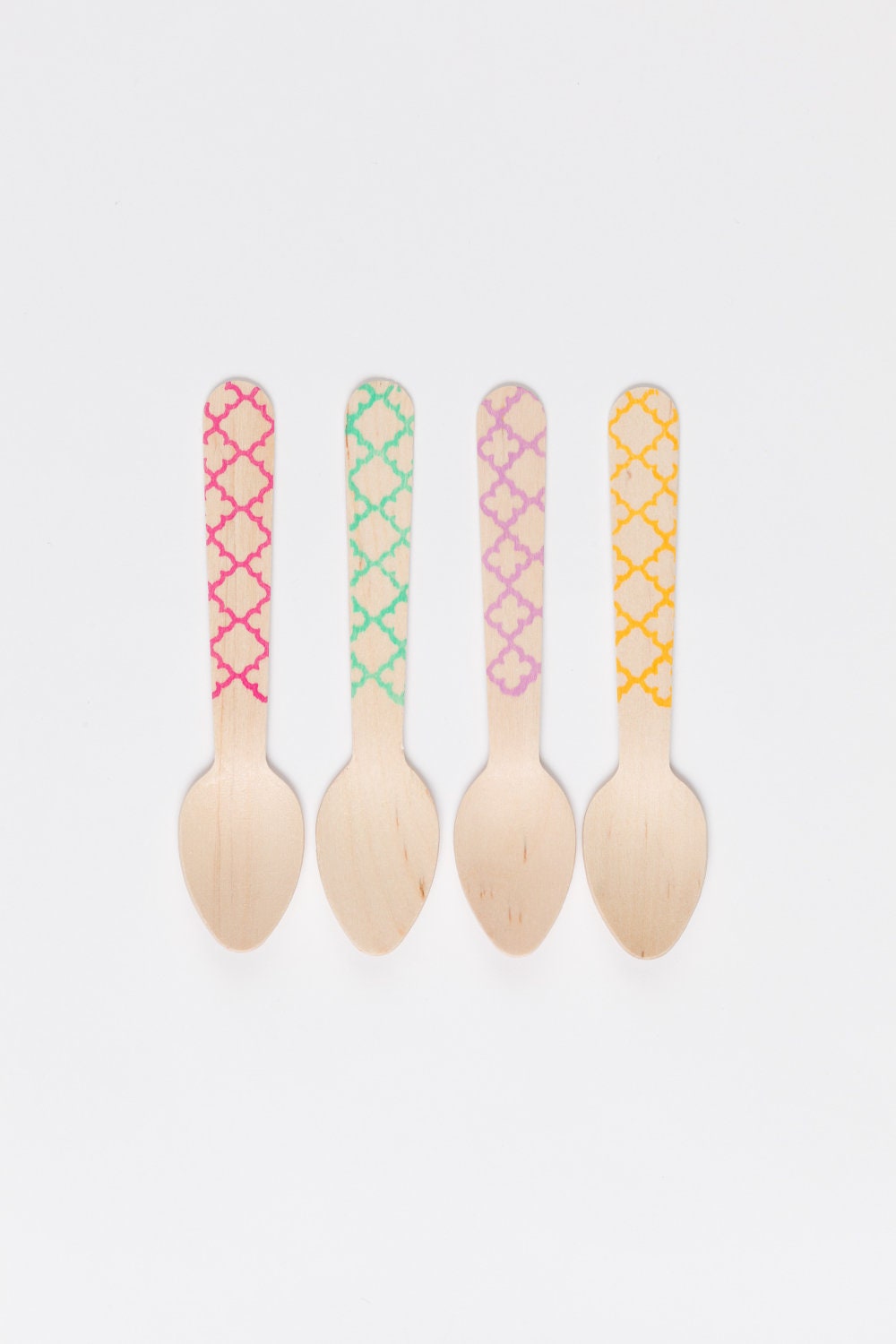 20 Wooden Ice Cream Spoons -Trellis Pattern - Featured in People Magazine
