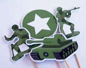 Army Party - Set of 12 Assorted Toy Soldier Cupcake Toppers by The Birthday House