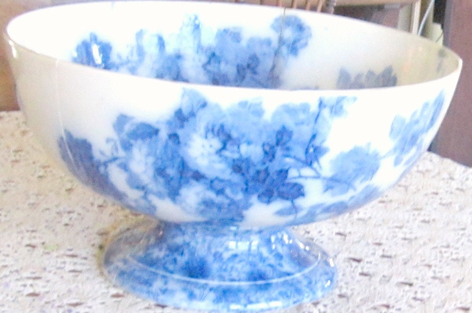 Antique Flow Blue Royal Doulton Punch Bowl Flow Blue Punch Bowl Victorian Gloire DeDijon