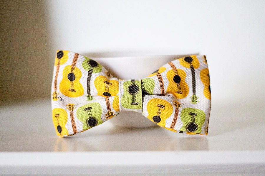 Guitar Bow Tie for Child- Heather Ross Yellow and Green