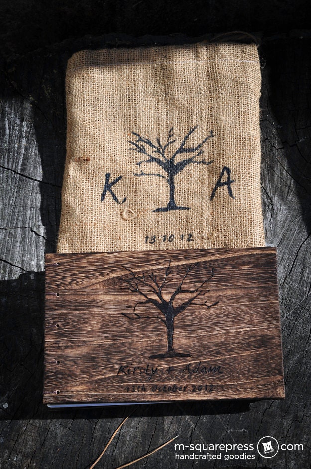 Personalized Rustic Wooden Wedding Guestbook