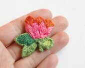 Flower brooch - cute small embroidered tulip pin brooch