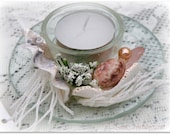 Seashell and Beach Glass Nautical Tealight Candle Holder