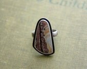 Sonora Dendritic Jasper Ring in Recyled Silver in a Size 8-"Layers Ring in Crimson"