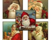 Digital Scrapbook -  Vintage Xmas Santa - 2x2 tiles - vintage squares - Sheet 1