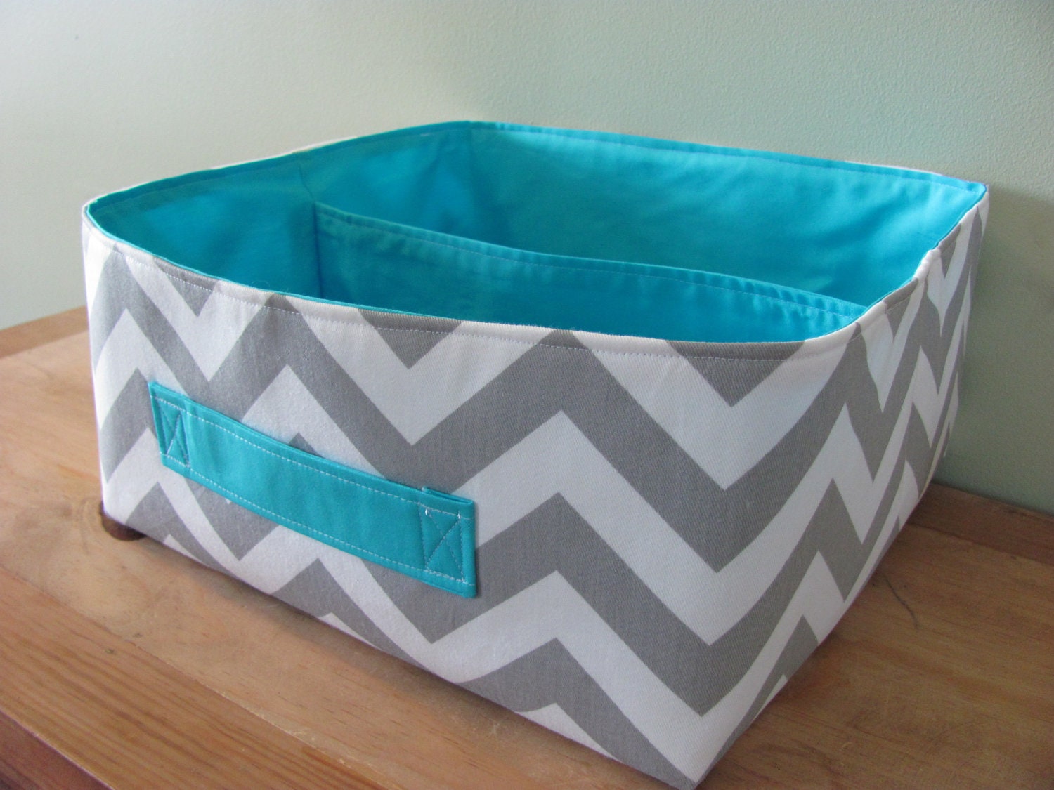 NEW Fabric Storage Basket - Fabric organizer storage bin basket tote - 12" x 12" - Perfect for your home - Grey  ZigZag